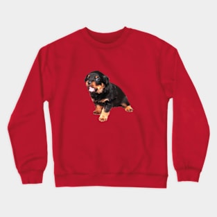 Cute Rottweiler Puppy With Funny Expression Crewneck Sweatshirt